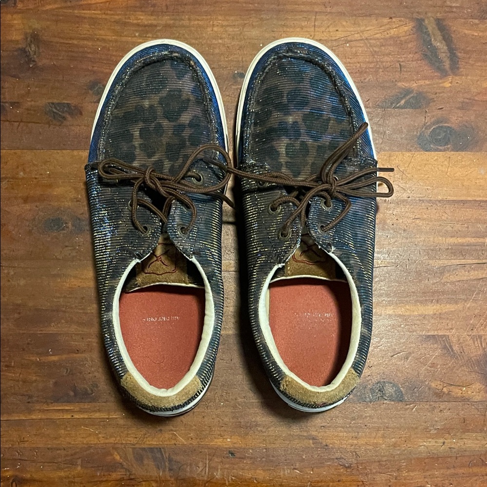 Twisted X Leopard Casual Shoes w/ Blue/Gold Shimmer - Picture 7 of 8